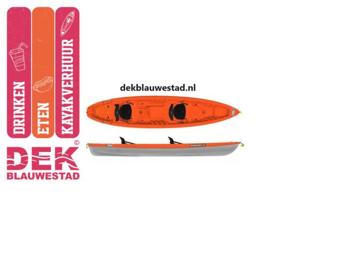 Kayak huren Oldambtmeer boot verhuur DEK Blauwestad PELICAN CHALLENGER 130 TANDEM, INCL. ZIT_RUGSTEUNEN DEK