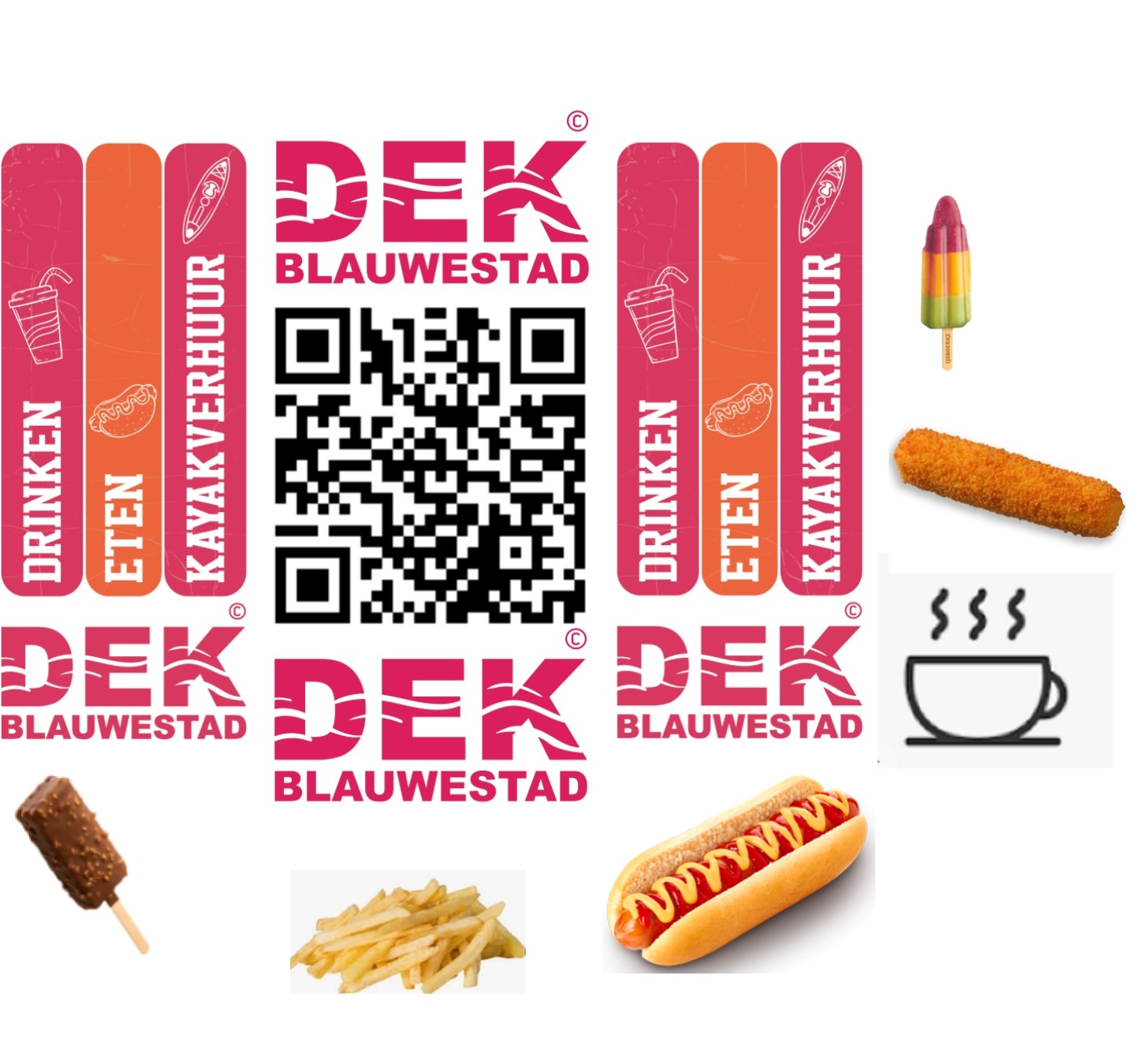 MENUKAART DEK BLAUWESTAD - SCAN QR CODE DEK patat hotdog ijs snack