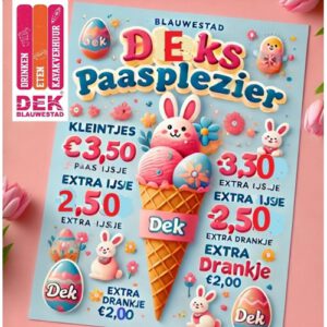 Kleintjes Paasplezier paasijsje bij Kayakverhuur DEK Blauwestad Oldambt Groningen Nederland