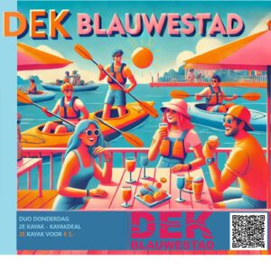 DEK Blauwestad Drinken Eten Kayakverhuur Strand Zuid Blauwestad Oldambt Groningen Nederland Duo Donderdag Deal 2e kayak 50 procent korting