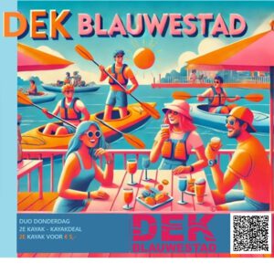 DEK Blauwestad Drinken Eten Kayakverhuur Oldambt Groningen Nederland Duo Donderdag Deal 2e kayak 50 procent korting scan QR