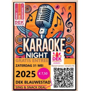 Karaoke Night zaterdag 31 mei 2025 Kayakverhuur DEK Blauwestad terras Strand Zuid Oldambtmeer Groningen Nederland