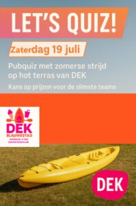 Quizavond zaterdag 19 juli 2025 terras Kayakverhuur DEK Blauwestad, Strand Zuid Oldambtmeer Groningen Nederland
