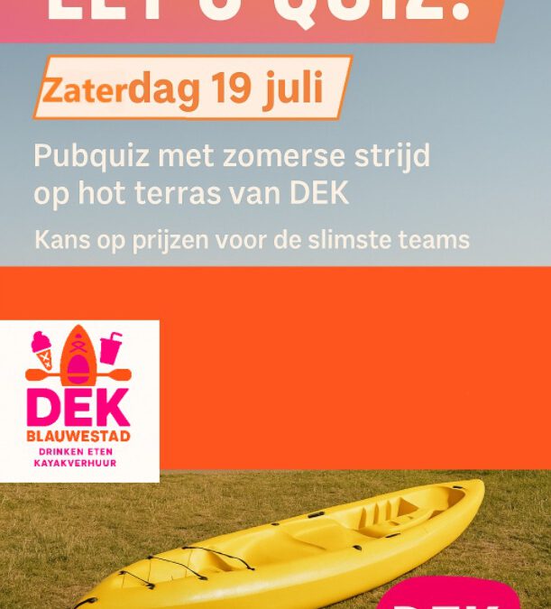 Quizavond zaterdag 19 juli 2025 terras Kayakverhuur DEK Blauwestad, Strand Zuid Oldambtmeer Groningen Nederland