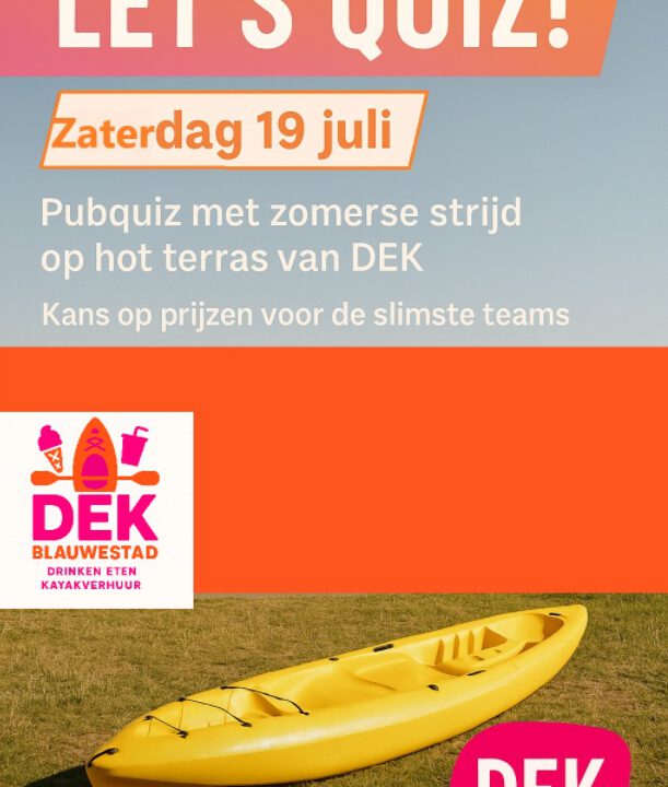 Quizavond zaterdag 19 juli 2025 terras Kayakverhuur DEK Blauwestad, Strand Zuid Oldambtmeer Groningen Nederland