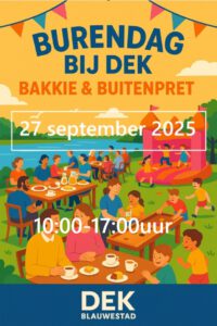 Burendag bij DEK zaterdag 27 september 10.00-17.00uur Drinken Eten Kayakverhuur DEK Blauwestad Strand Zuid Oldambtmeer Groningen Nederland