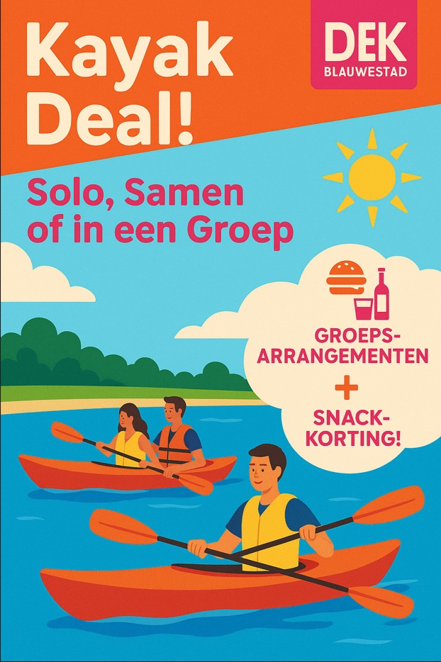 Kayakverhuur Deals Arrangementen Drinken Eten Kayakverhuur Strand Zuid DEK Blauwestad Oldambtmeer Groningen Nederland