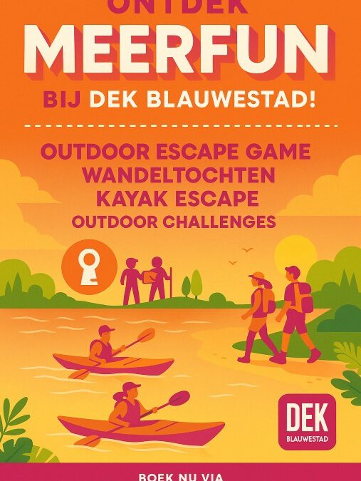 Ontdek MeerFun bij DEK Blauwestad Outdoor Escape Game Wandeltochten Kayak Escape Outdoor Challenge Oldambtmeer Groningen Nederland meerfun.dekblauwestad.nl