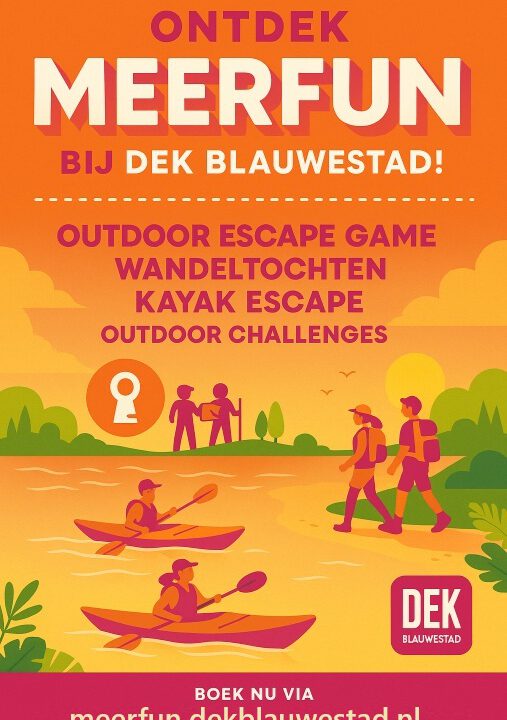 Ontdek MeerFun bij DEK Blauwestad Outdoor Escape Game Wandeltochten Kayak Escape Outdoor Challenge Oldambtmeer Groningen Nederland meerfun.dekblauwestad.nl