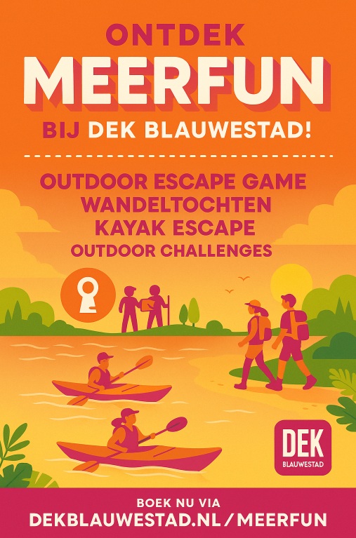 MeerFun bij DEK Blauwestad Outdoor Escape Game Wandeltochten Kayak Escape Outdoor Challenge Oldambtmeer Groningen Nederland