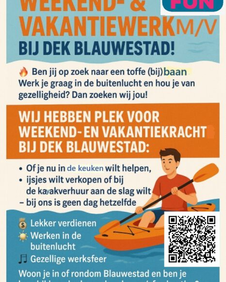Vacature Medewerker Kajakverhuur & Outdoor Activiteiten bij DEK Blauwestad