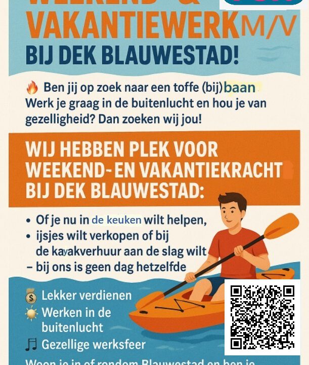 Vacature Medewerker Kajakverhuur & Outdoor Activiteiten bij DEK Blauwestad