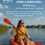 Weekend Vibes Vrijdag – Kayak en Snack Deal €18,50 p.p. Alleen op vrijdag Kayakhurenverhuur DEK Blauwestad Oldambtmeer Groningen Nederland