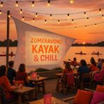 kayak & Chill bij Drinken Eten Kayakverhuur DEK Blauwestad Strand Zuid Oldambtmeer Groningen Nederland