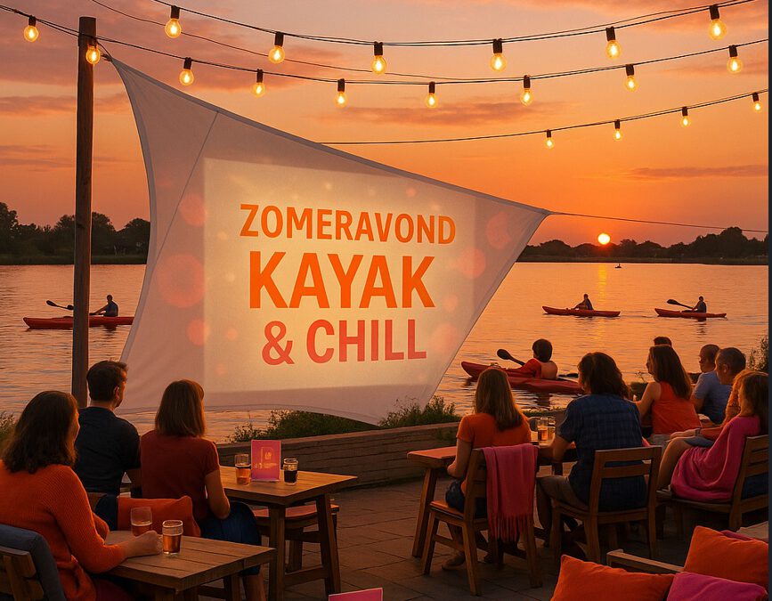 kayak & Chill bij Drinken Eten Kayakverhuur DEK Blauwestad Strand Zuid Oldambtmeer Groningen Nederland