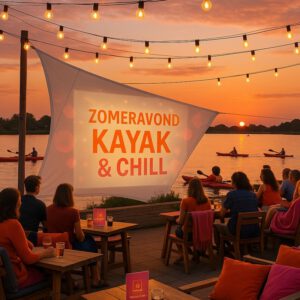 kayak & Chill bij Drinken Eten Kayakverhuur DEK Blauwestad Strand Zuid Oldambtmeer Groningen Nederland vrijdag en zaterdagavond