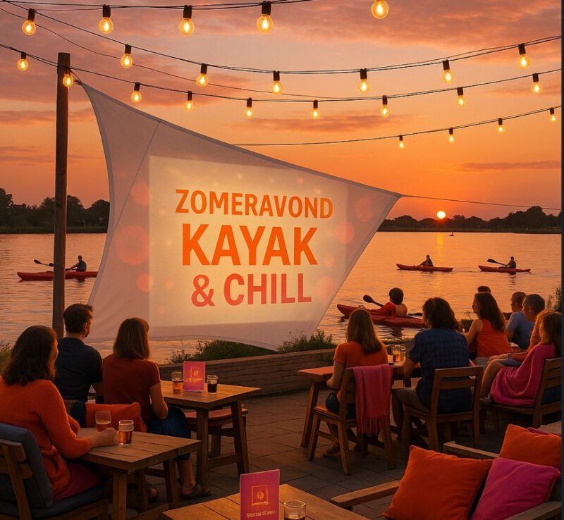 kayak & Chill bij Drinken Eten Kayakverhuur DEK Blauwestad Strand Zuid Oldambtmeer Groningen Nederland vrijdag en zaterdagavond