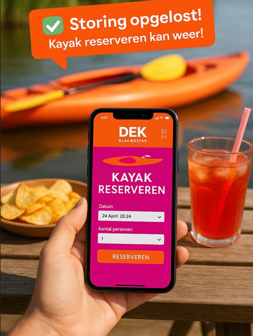 Goed nieuws. Storing kayak reserveren opgelost.