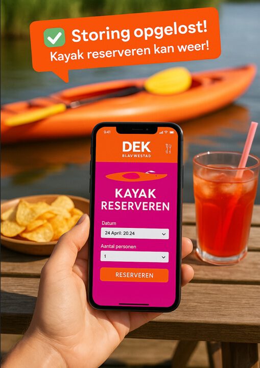Goed nieuws. Storing kayak reserveren opgelost.