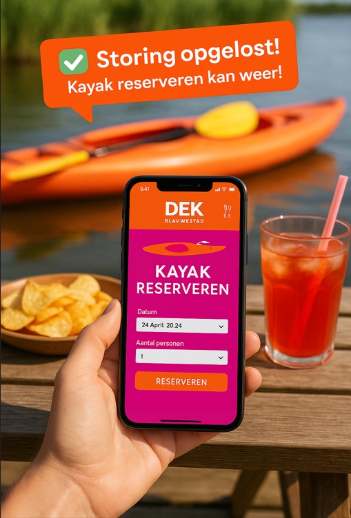 Goed nieuws. Storing kayak reserveren opgelost.