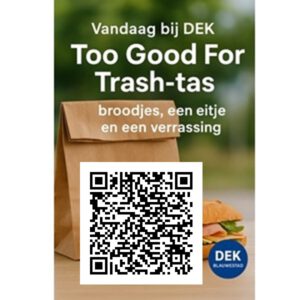 Too Good for trash tas Te goed om weg tegooien overgebleven producten kopen in tas je weet niet wat je krijgt Drinken Eten Kayakverhuur DEK Blauwestad Oldambtmeer Groningen Nederland