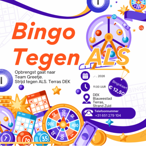 Bingo Tegen ALS. Strijd tegen ALS bij DEK Blauwestad Strand Zuid Blauwestad Groningen Nederland