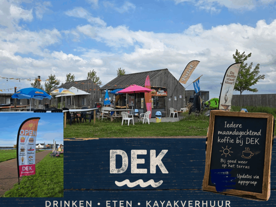 Maandagochtend koffie bij Drinken Eten Kajakverhuur DEK Blauwestad Oldambtmeer Winschoten Groningen Nederland