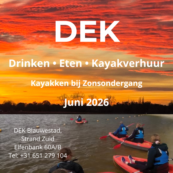 Sunset Kayak verhuur boeken reserveren Juni 2026 Kayakken bij zonsondergang boot verhuur Juni 2026 DEK Blauwestad Oldambt Groningen Nederland