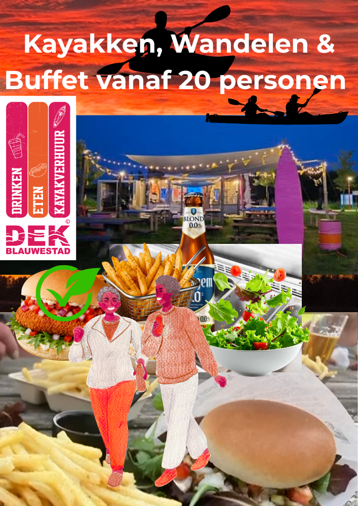 Kayakken, Wandelen & Buffet op locatie vanaf 20 personen bij Drinken Eten Kayakverhuur DEK Blauwestad