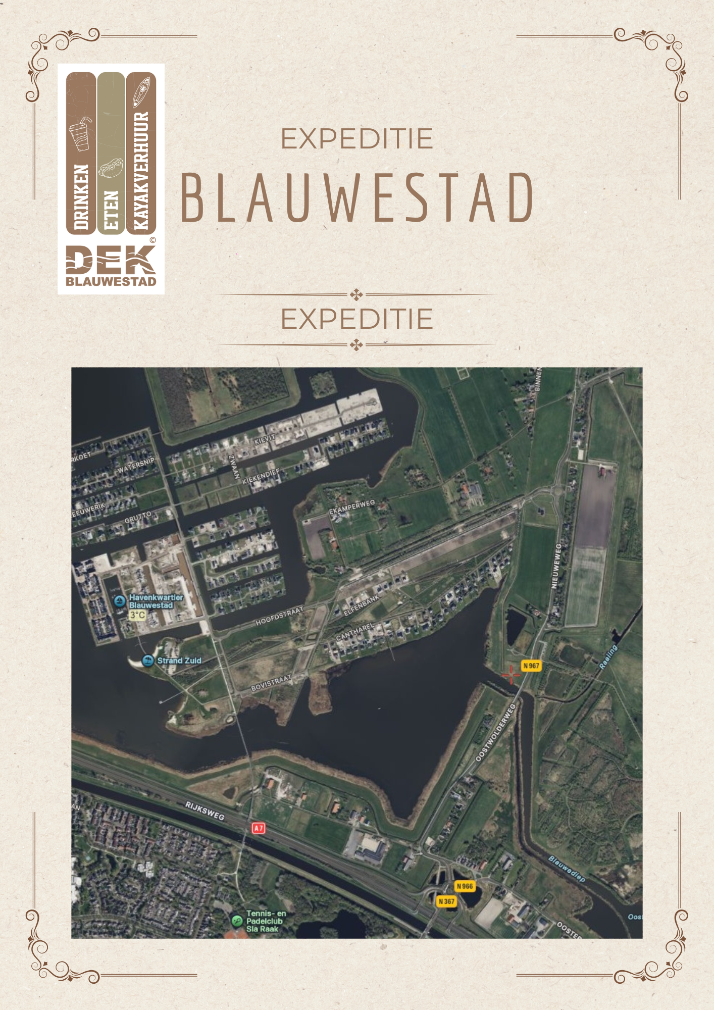 Expeditie Blauwestad bij Drinken Eten Kayakverhuur DEK Blauwestad Oldambtmeer Groningen Nederland