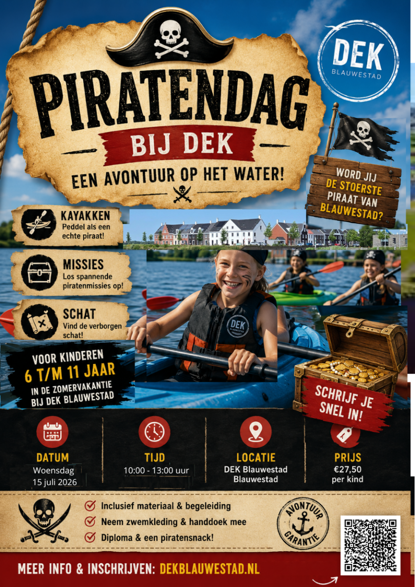 piratendag-bij-dek-blauwestad-strand-zuid-oldambtmeer-groningen-nederland-zomer-vakantie-woensdag 15 juli 2026